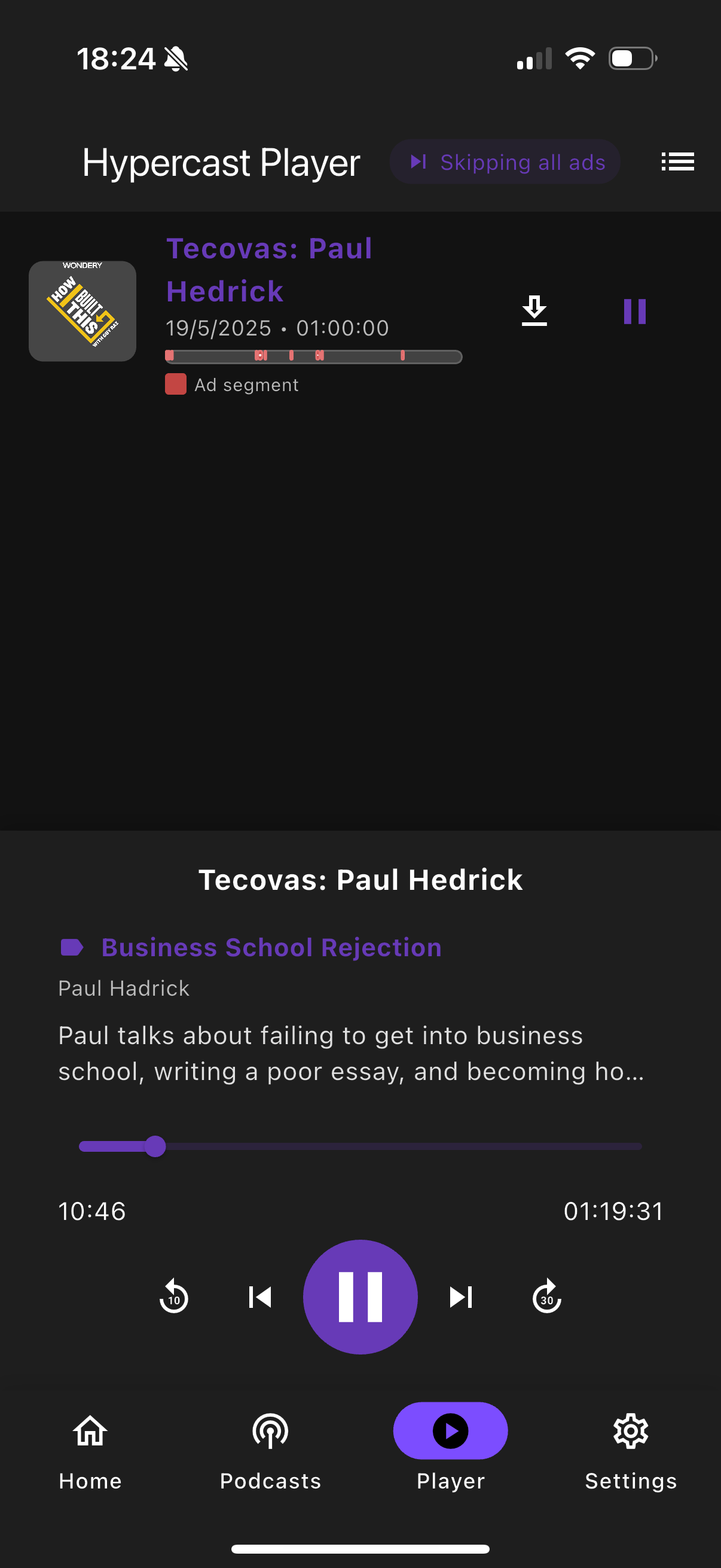 Player with Ad Detection